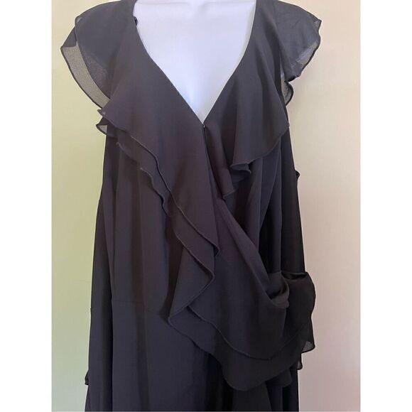 eShakti Plus Size 6X Dressy Black Sleeveless Dress Ruffled Tiers Tiers - Picture 5 of 9